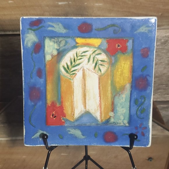 Certified International "Cheese & Flowers" Provence Ceramic Tile Trivet - by Lin - Picture 1 of 4